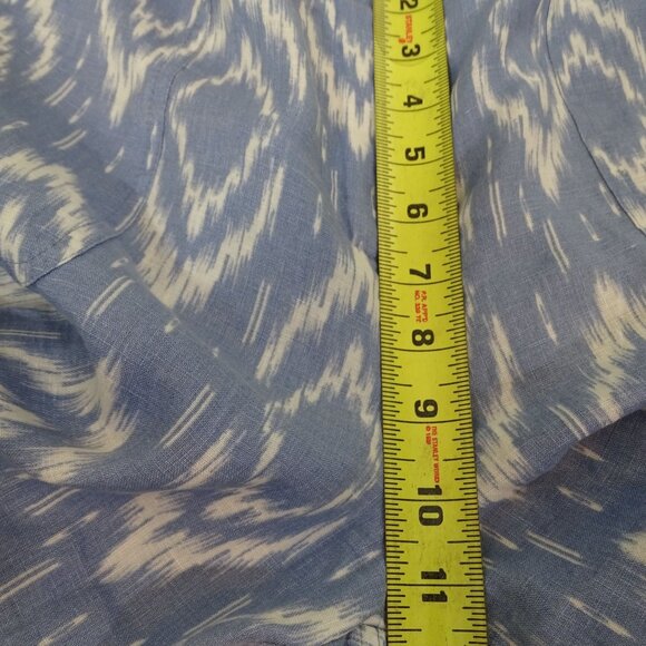 Chicos Blue Ikat Linen Wide Leg Pocket Pants Women Size 1.5 M 10 Relaxed Fit - Picture 12 of 14